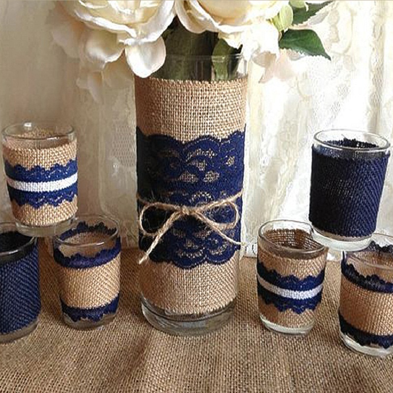 Burlap ribbon with lace