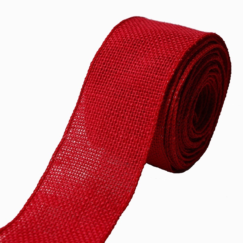 red burlap ribbon