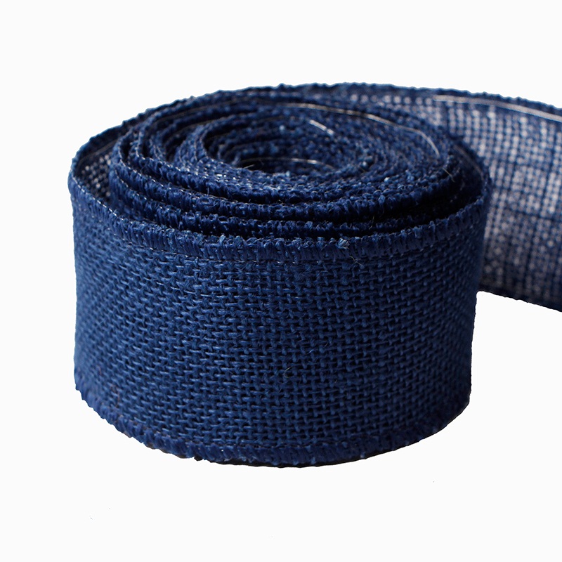 Jute Burlap Ribbon Natural Hessian Craft Ribbon 6.3cm x 6m (Dark Blue)