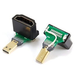 HDMI micro male to HDMI A female adaptor,90˚ angle type
