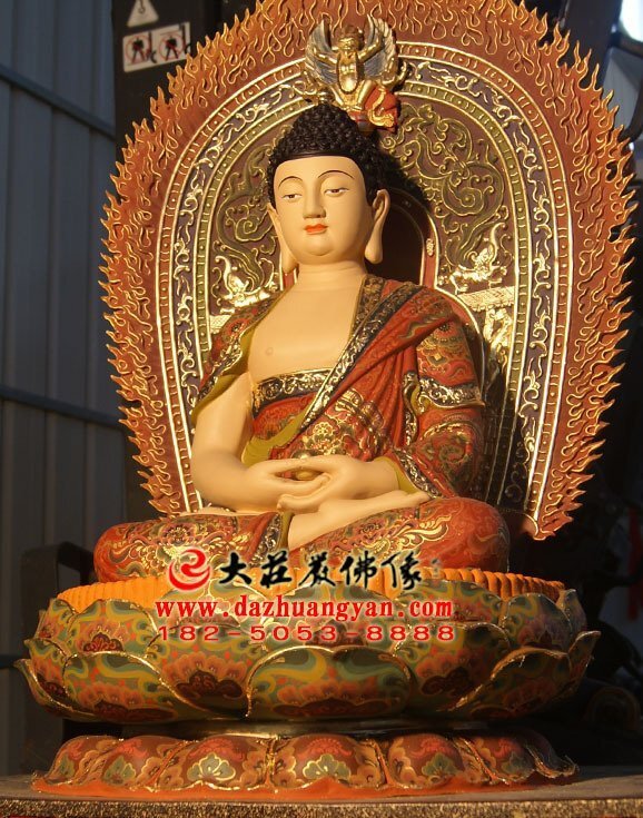 释迦牟尼佛铜雕彩绘佛像左侧照