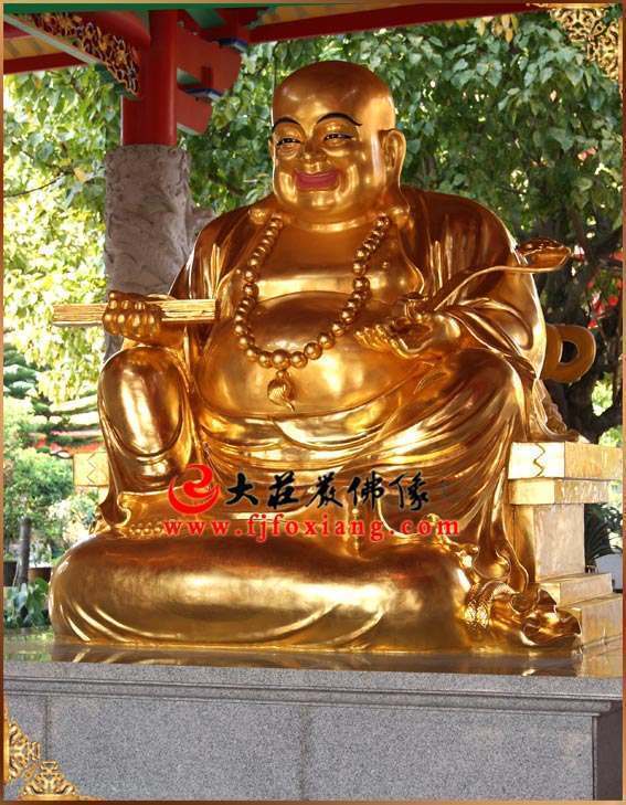 铜雕贴金弥勒佛侧面佛像