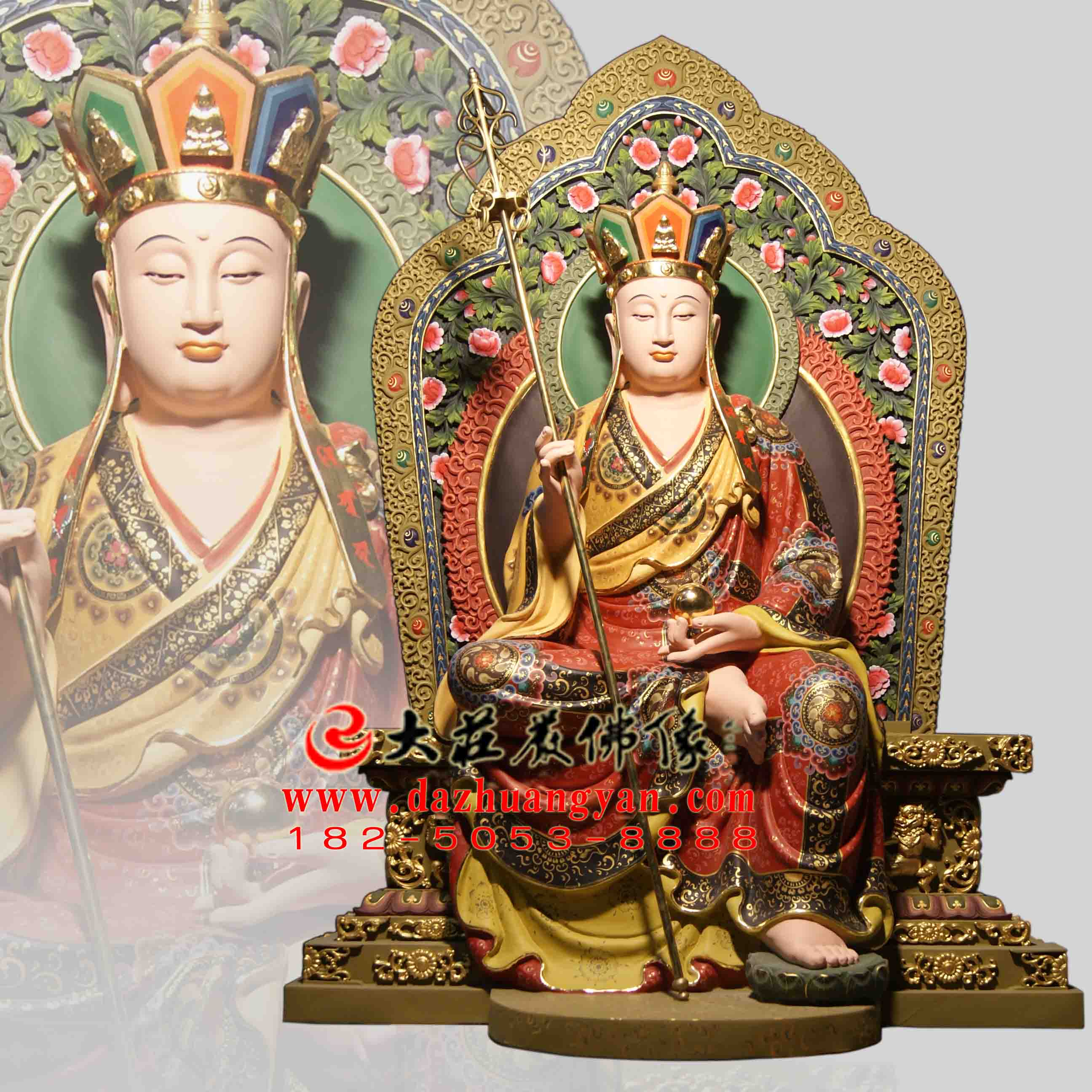 娑婆三圣之地藏菩萨生漆脱胎彩绘塑像【0803】 