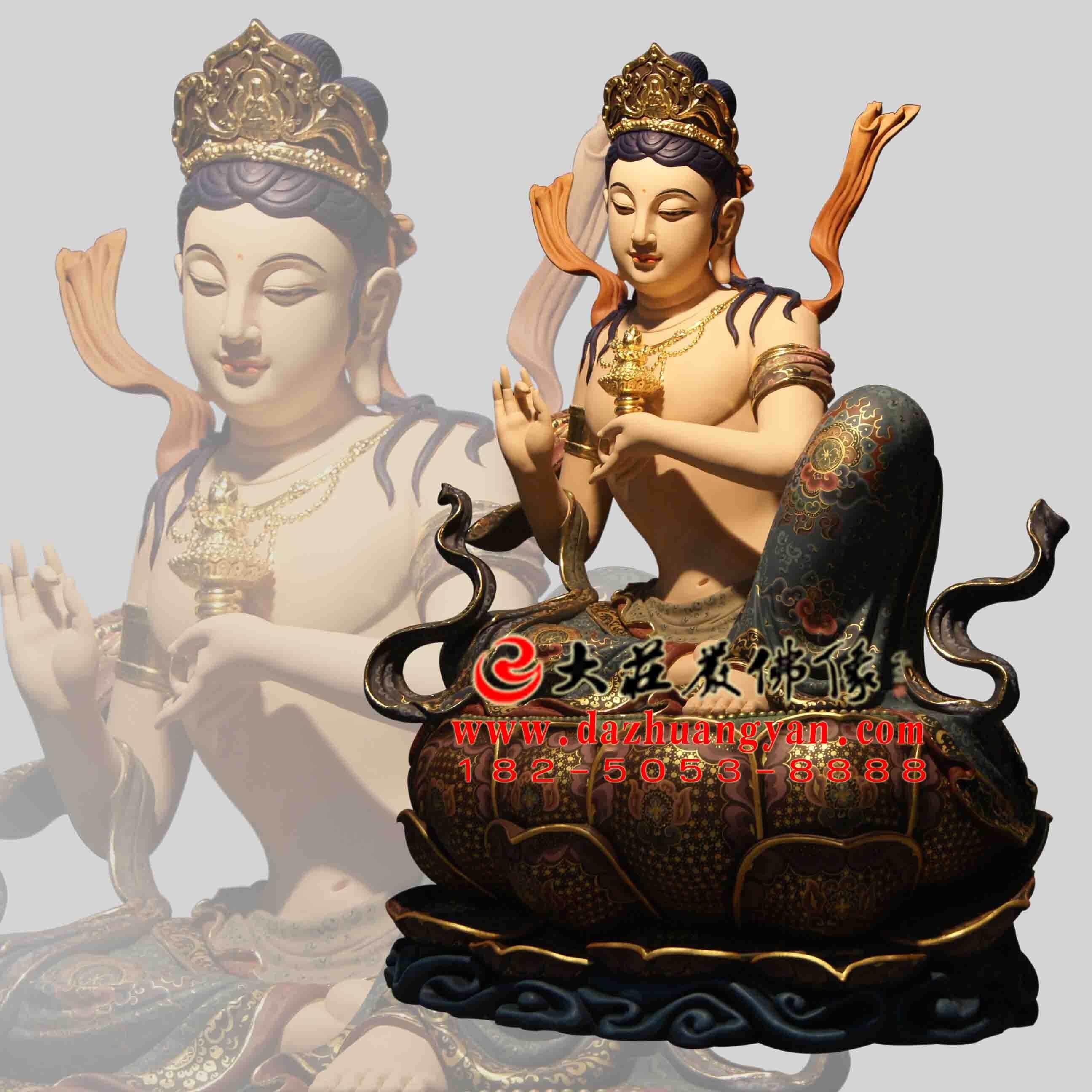生漆脱胎供养菩萨彩绘佛像左侧像