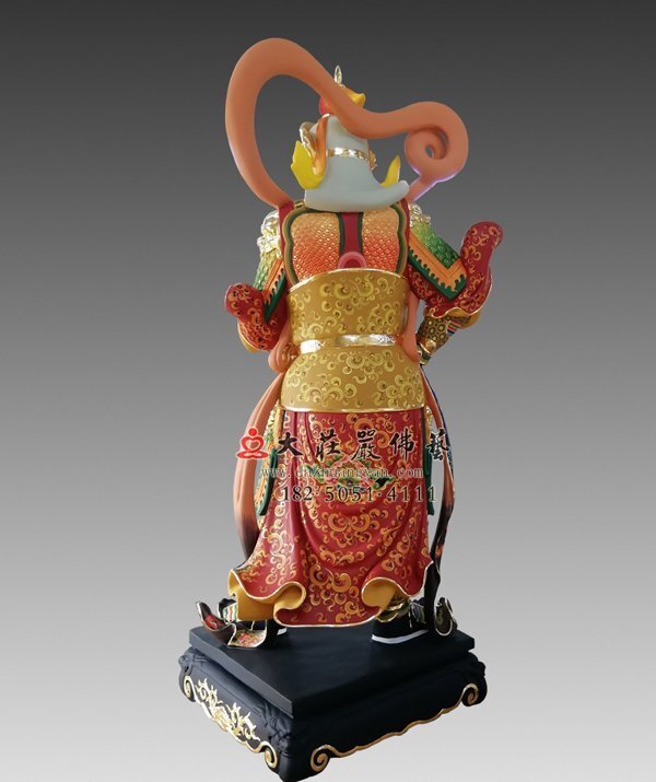 彩绘描金韦驮菩萨背部塑像