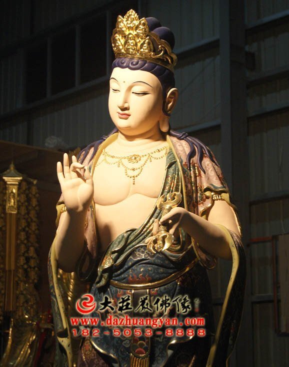生漆脱胎八大菩萨之金刚手菩萨彩绘佛像侧面近照
