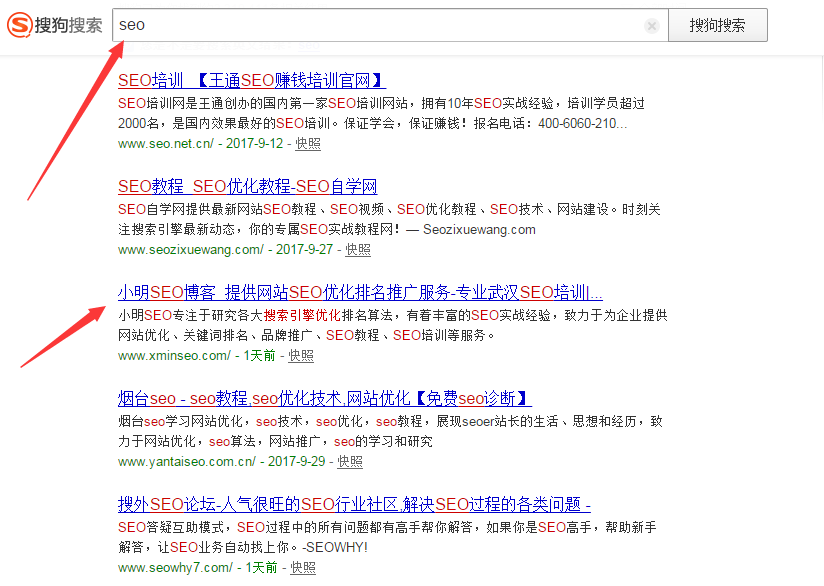 关键词seo在搜狗搜索中的排名
