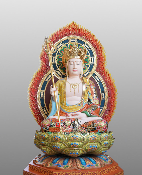 地藏王菩萨彩绘铜像 四大菩萨地藏菩萨佛像雕塑 