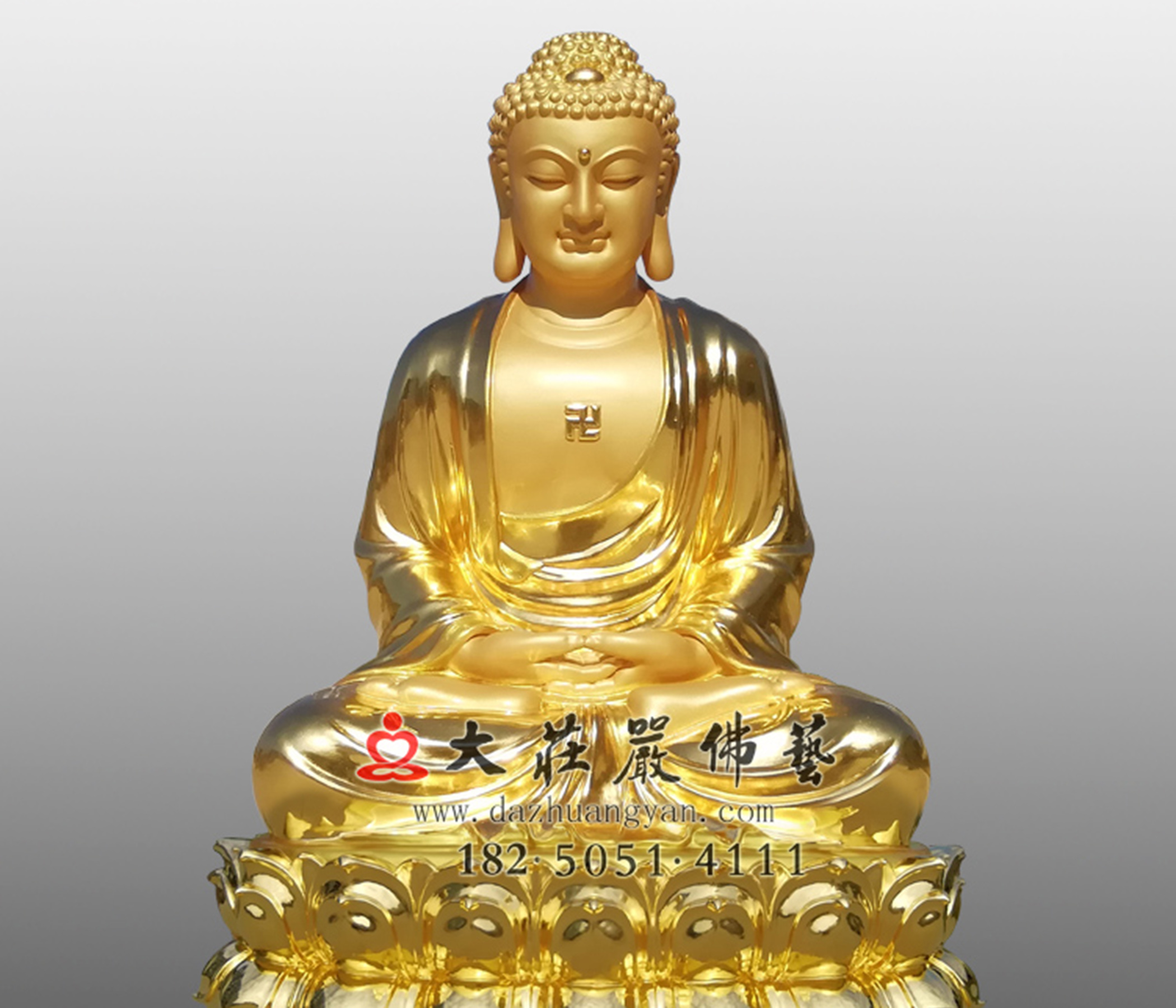 佛陀释迦牟尼佛贴金铜佛像,三宝佛,悉达多太子,佛祖,佛像定制