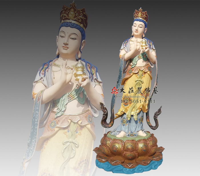 八大菩薩之地藏菩薩彩繪銅雕佛像 地藏王菩薩佛像雕塑