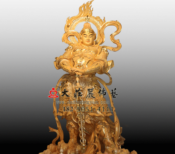 護法天神韋馱菩薩彩繪銅佛像金剛力士韋陀雕塑