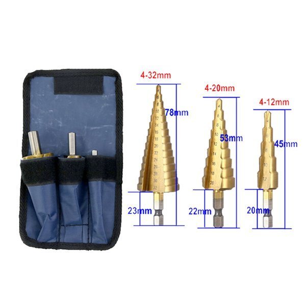 Hot sell titanium step drill bit hss stepped drill bits set