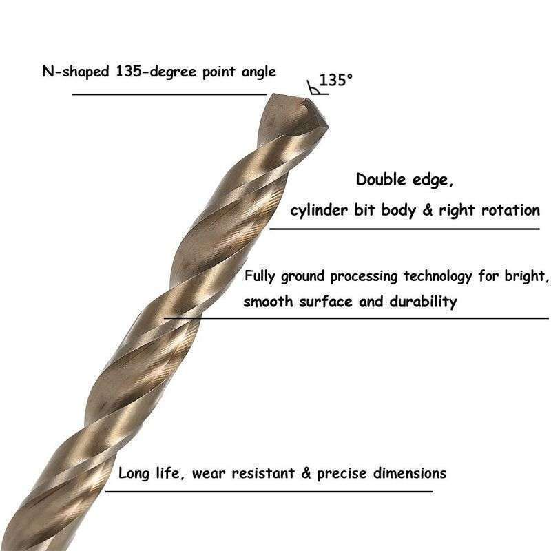 M35 Cobalt  HSS Twist Drill Bits Straight Shank with Spiral Flute