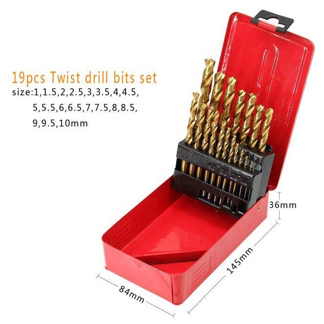 19pcs Cobal HSS Drill bits set with metal case packing