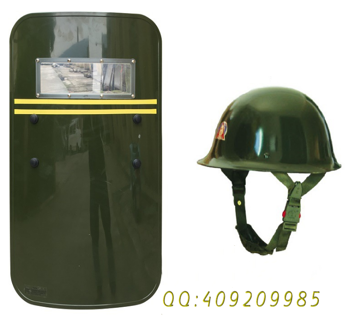 PC防爆盾牌 军绿色防身盾牌 保安头盔