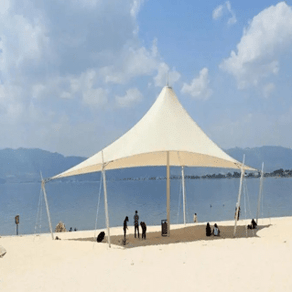 天津海滩景观膜结构完工