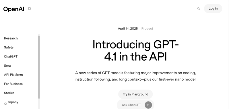 OpenAI新动态：直播发布GPT-4.1 将淘汰GPT-4.5