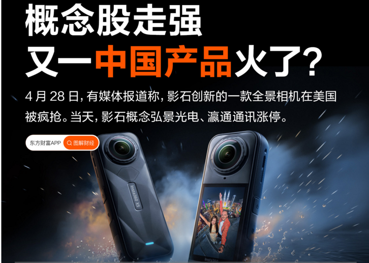 中国Insta360相机在美爆火 A股影石概念走强 你手里拿这些票了吗？
