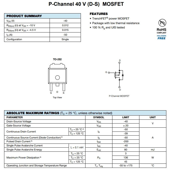 SUD50P04-08-GE3参数