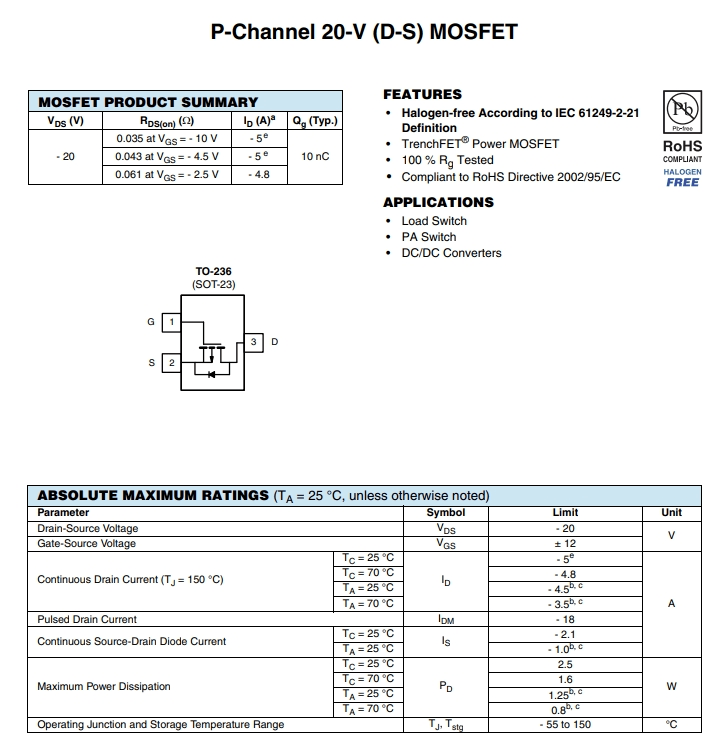 SI2301ADS-T1-GE3参数