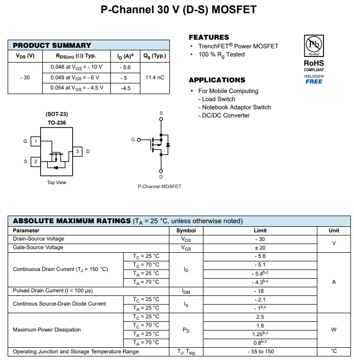 SI2371EDS-T1-GE3参数