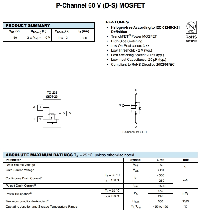 TP0610K-T1-E3参数