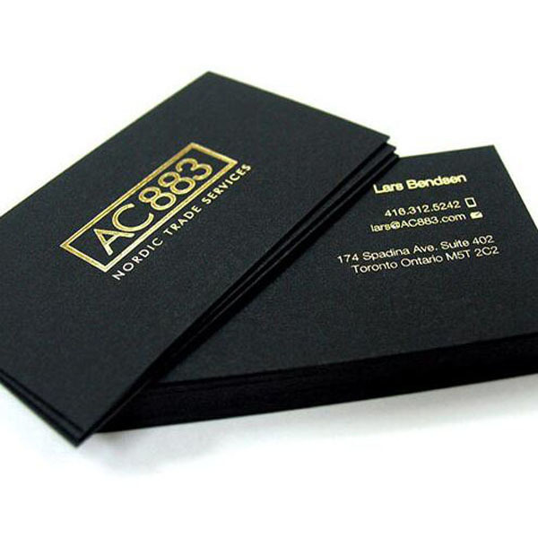 Black paper business card luxury with gold stamping printed in China