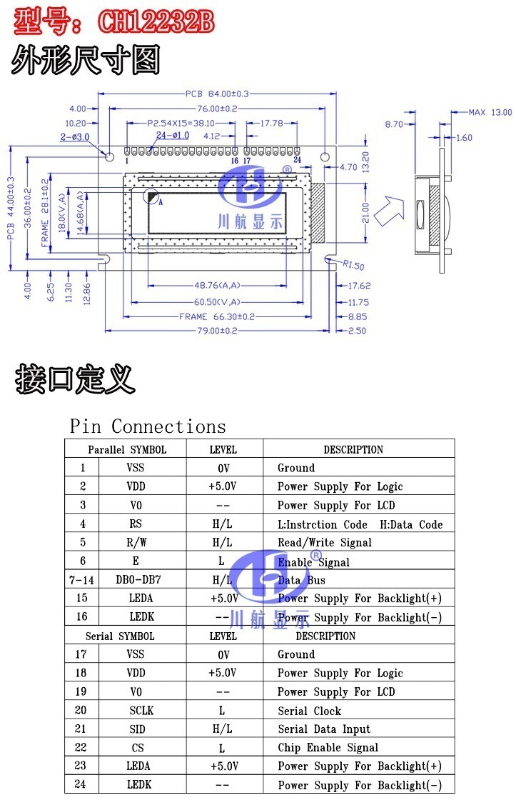 CH12232B參數說明