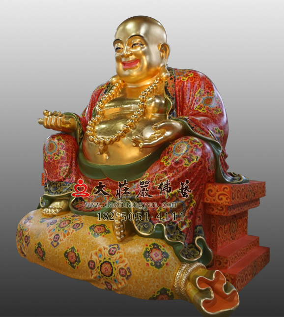 铜雕弥勒菩萨彩绘贴金佛像