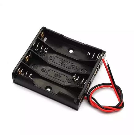 4 AAA Slots Battery Holder Spring Clip Black Plastic 4 X 1.5V AAA Battery Case Holder Box