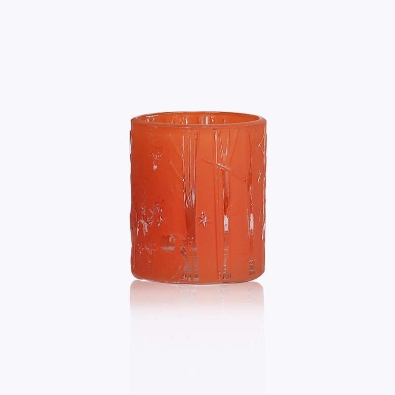 Glass Candle Holder With Bamboo Pattern