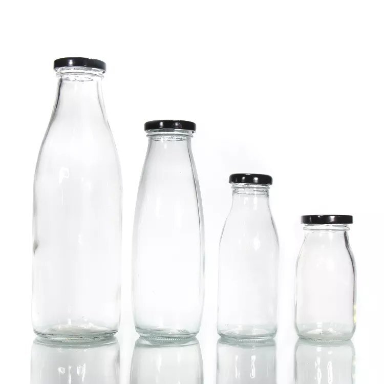 Glass Milk Bottle With Metal Lid