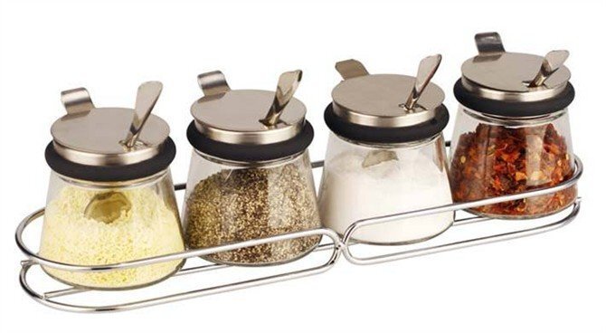 Glass Salt and Pepper Jar With Spoon