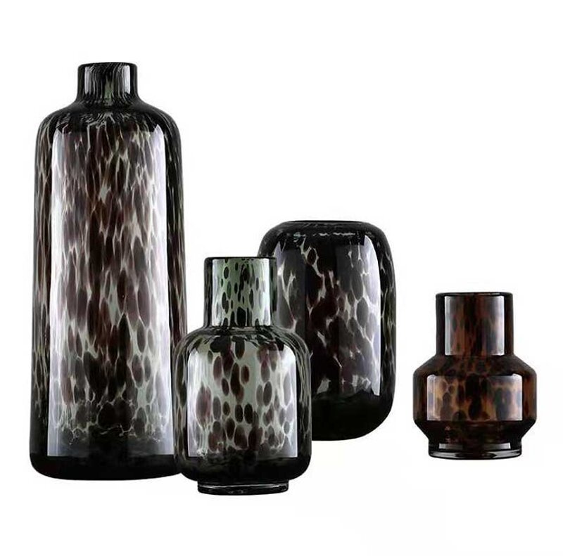 Leopard Speckled Murano Art Glass Vase