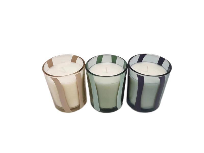 Wholesale Small glass candle holder with stripe  Supplier Manufacturers