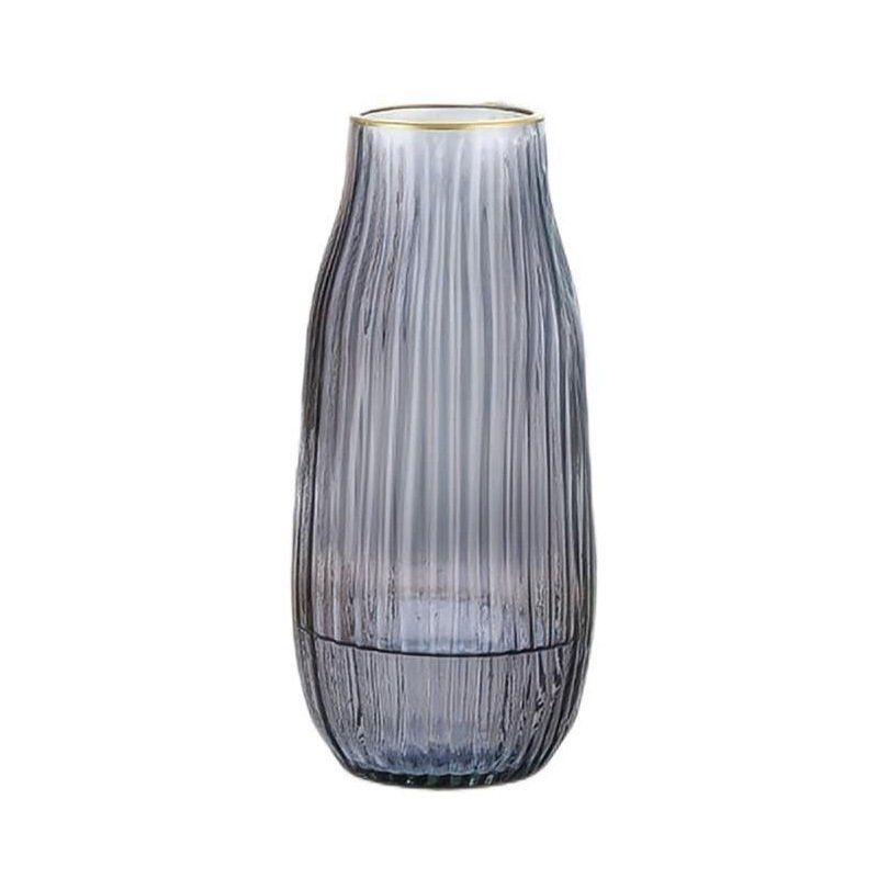 Water Ripple Glass Vase with Gold Rim