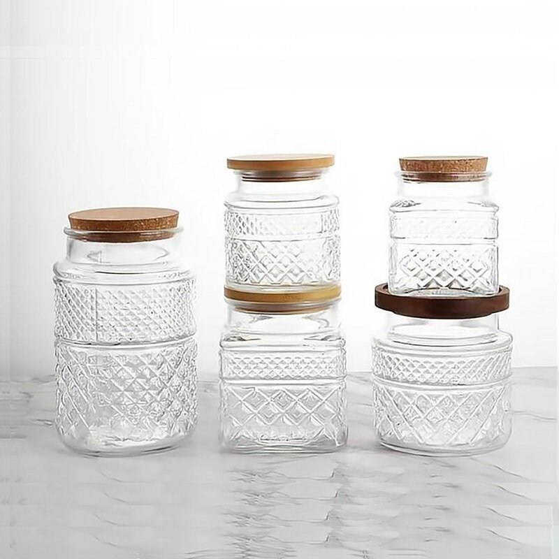 Square Glass Kitchen Storage Jar