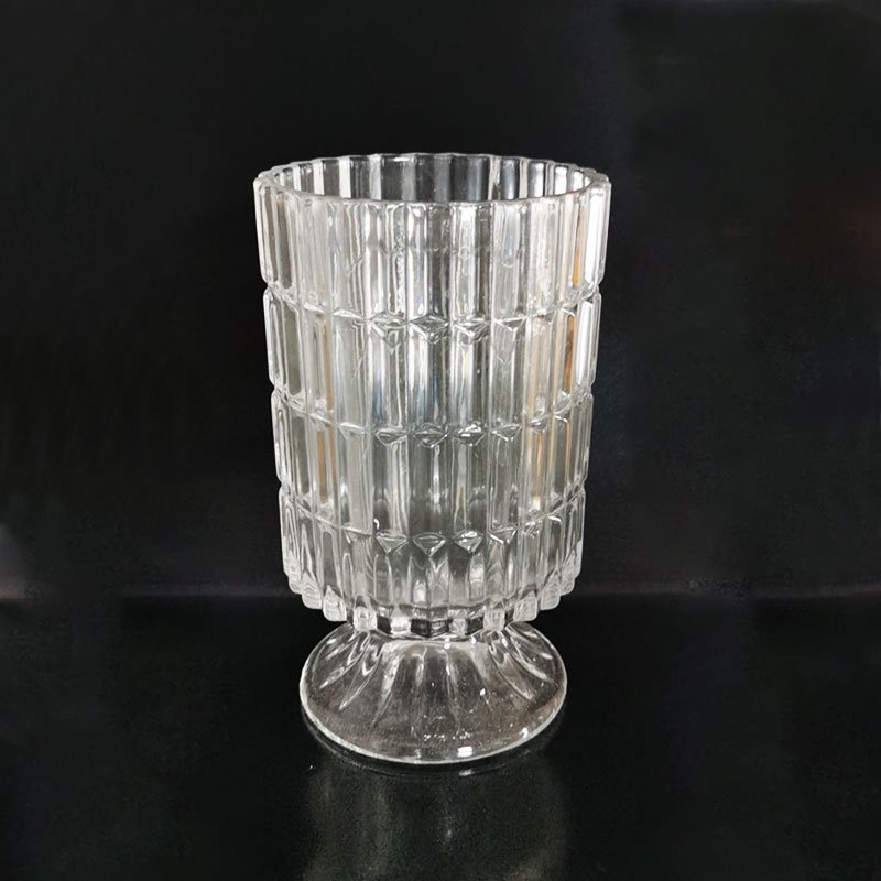 Modern Crystal Glass Vase Embossed Big Base