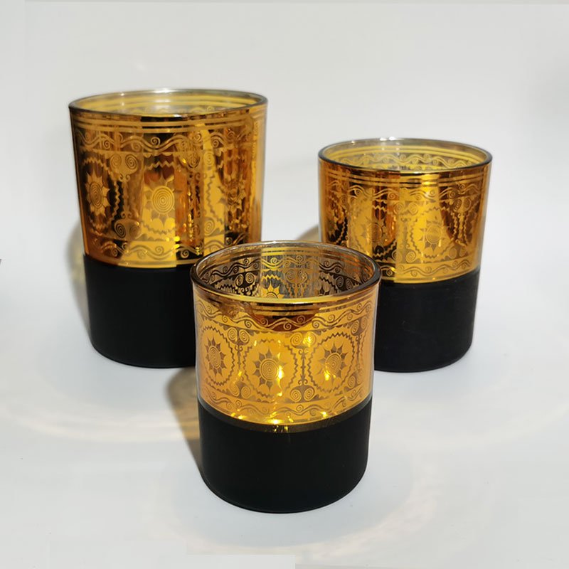 Mecury Gold Glass Candle Holder for Christmas