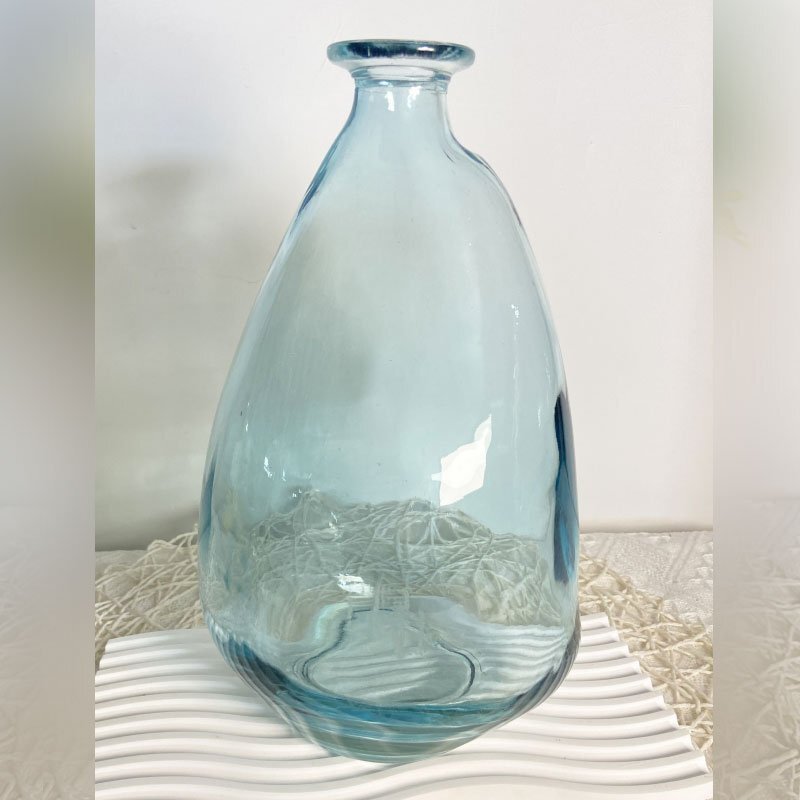 Wholesale Irregular Clear Blue Glass Vase Glass Decoration