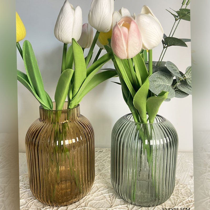 Wholesale Handmade Stripe Glass Flower Vase Glass Decoration