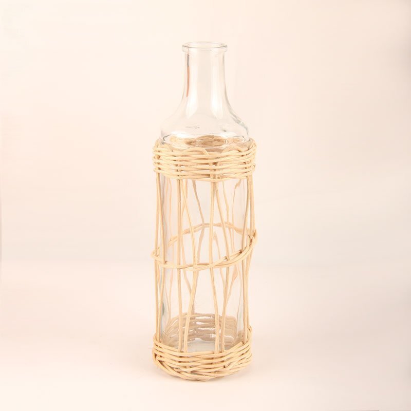 Wholesale Small Glass Bottle Vase with Willow Wrapped Supplier Manufacturers