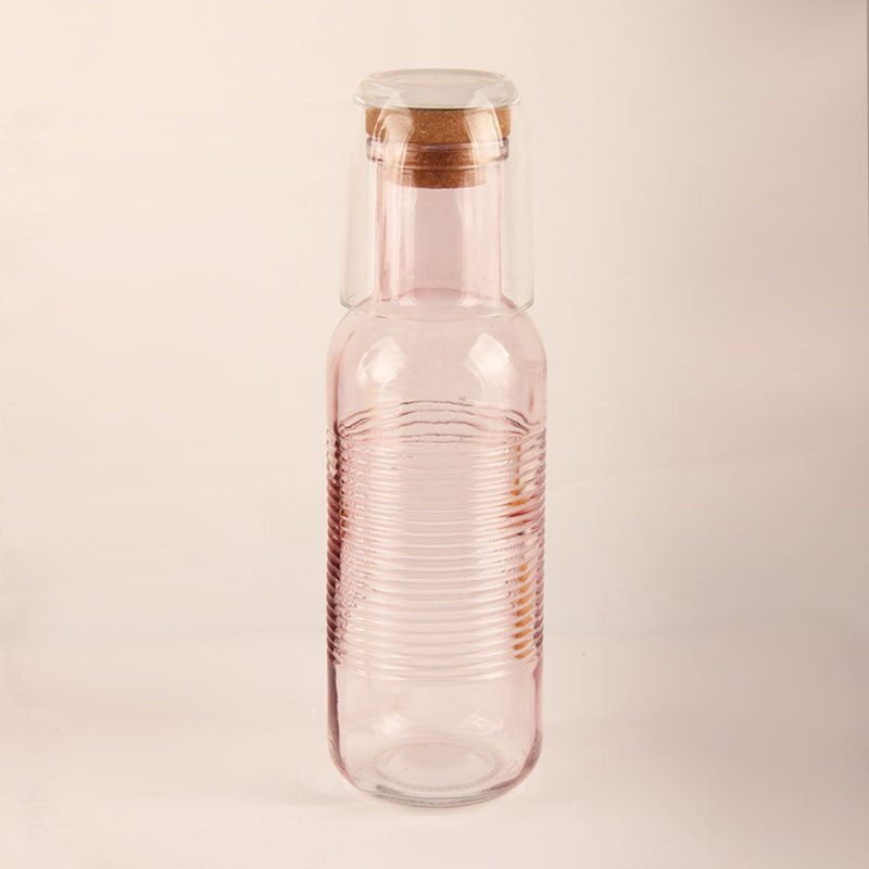 Wholesale Drinking Glass water bottle with cork and glass cup Supplier Manufacturers