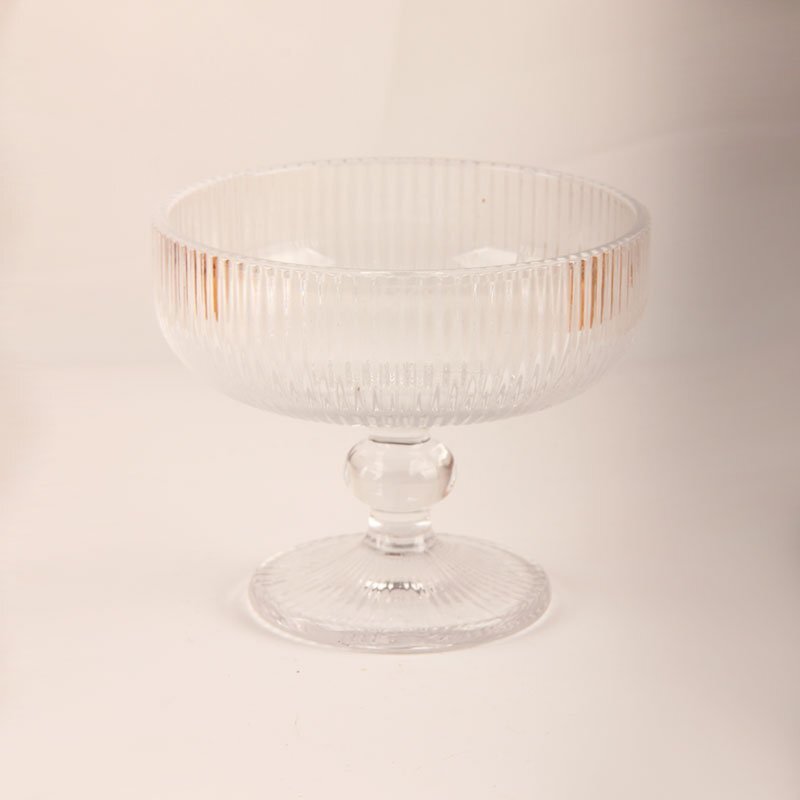 Wholesale Luster Clear Glass Dessert Bowl with Vertical Stripe Supplier Manufacturers