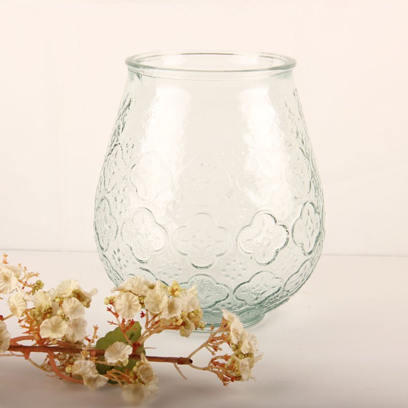 Wholesale Antique Round Glass Vase with Embossed Pattern Supplier Manufacturers