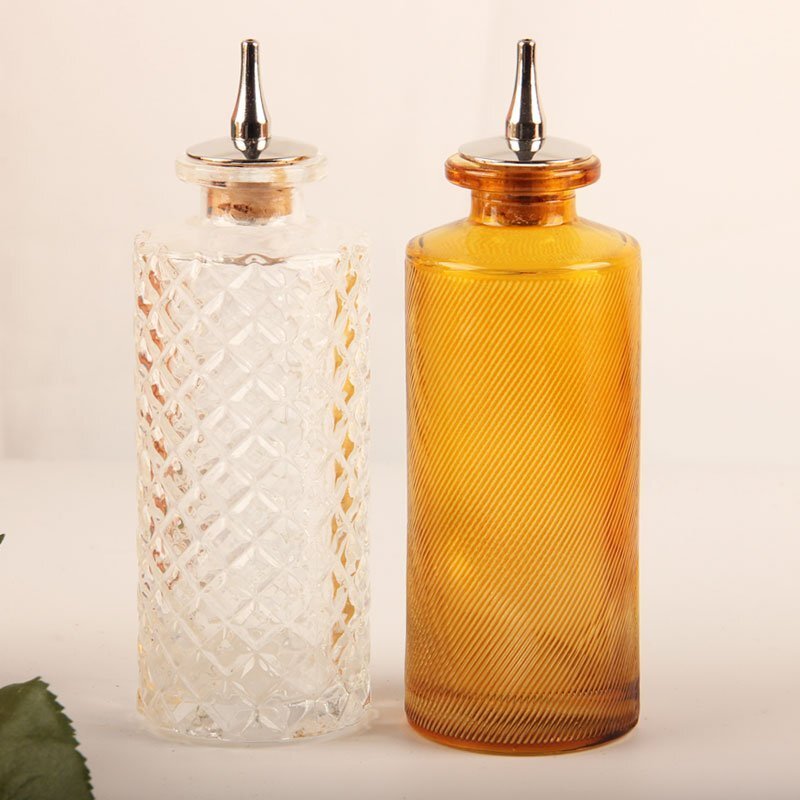 Glass Barware Bitters Bottle with Stainless Steel Top
