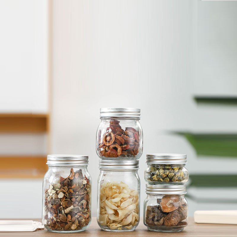 Wholesale Glass Storage Jar with Metal Lid for Spice
