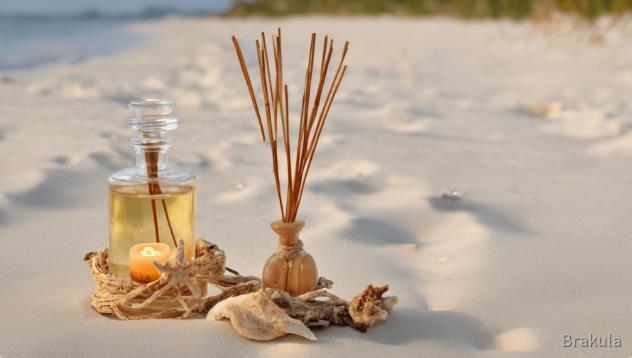 A aroma reed diffuser in the beach