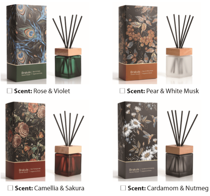 4 Scent Type of Brakula Reed Diffuser 180ml BKA641022  (Holly Collection) 