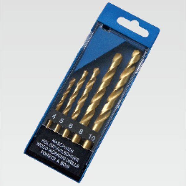 5pcs tin-coated HSS twist drill bit set